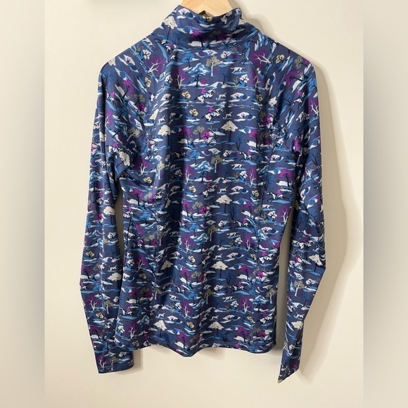 Ariat Tech 1/4 Zip Lowell Pullover Purple Blue Horse Print Athletic Top Size L - Picture 2 of 9